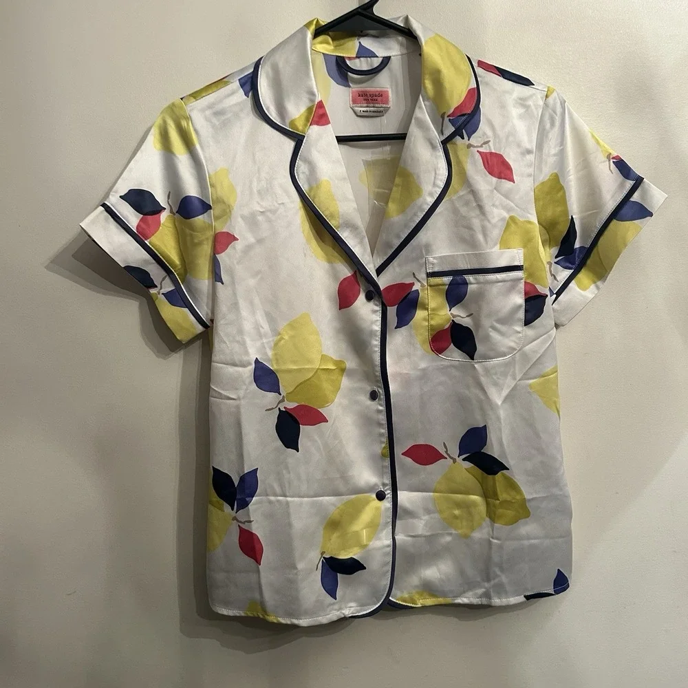 Kate Spade Sleep Top S Top Only Lemon Short Sleeve Lounge Soft